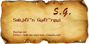Sabján Györgyi névjegykártya